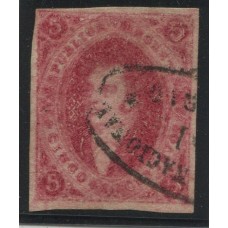 ARGENTINA 1872 GJ 34 RIVADAVIA ESTAMPILLA DE 8va TIRADA MUY BUEN EJEMPLAR CON SUS 4 MARGENES U$ 85